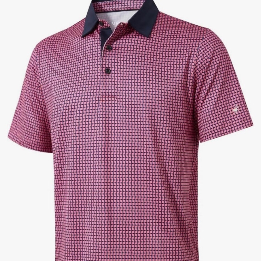 Michel Rouen Men' s Golf Polo Shirt Moisture Wicking Dry Fit Print Medium